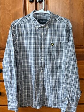 Lyle & Scott Gray and Blue Plaid Button-Down Shirt